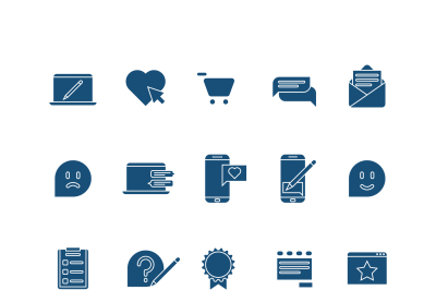 Customer experience, user rating, testimonials vector icons set