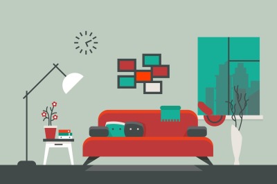 Home interior of living room vector illustration