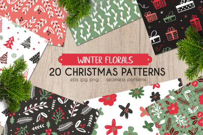 Winter holiday floral patterns