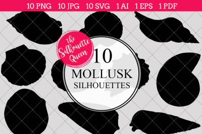  Mollusk Silhouettes Vector