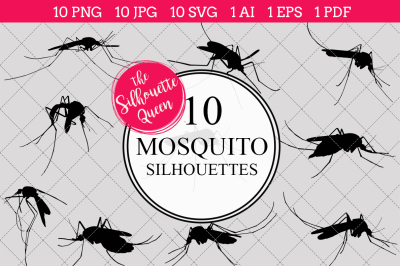  Mosquito Silhouettes Vector