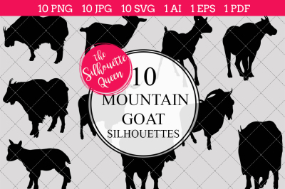  Mountain Goat Silhouettes Vector