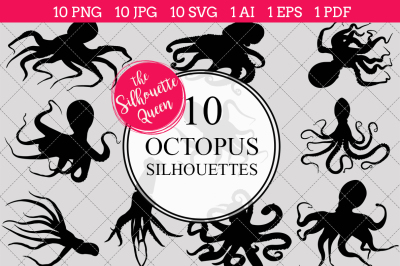 Octopus  Silhouettes Vector