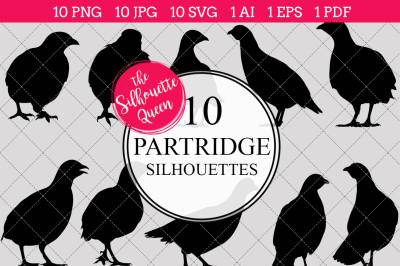  Partridge Silhouettes Vector