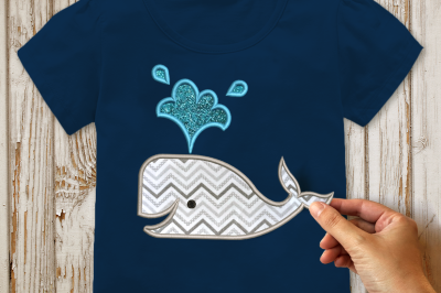 Whale with 3D or Regular Tail | Applique Embroidery