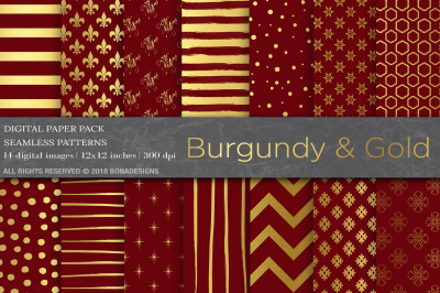 Burgundy Gold Digital Paper