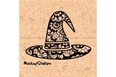 Witch Hat Floral Mandala svg png vector clip art cut file