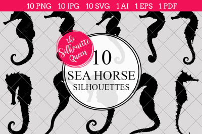 Sea Horse  Silhouette Vectors