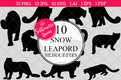 Snow Leopard  Silhouette Vectors