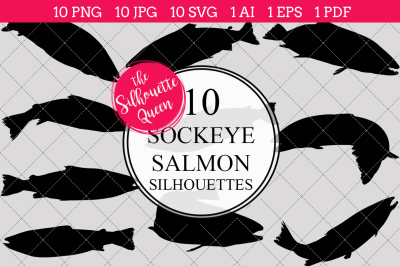 Sockeye Salmon  Silhouette Vectors