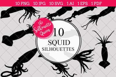 Squid  Silhouette Vectors