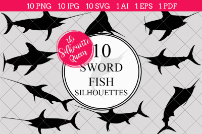 Sword Fish  Silhouette Vector