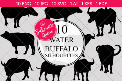 Water Buffalo  Silhouette Vector