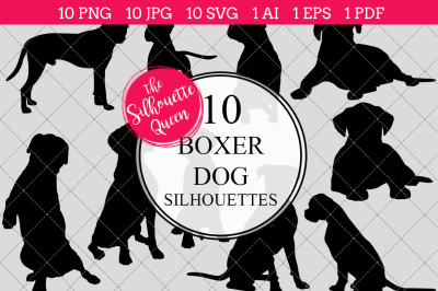 Boxer Dog  Silhouette Vector