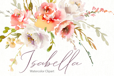 Watercolor Pink White Red Flowers PNG Collection