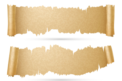 Scroll paper banners vector set