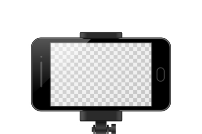 Smartphone vector template with empty screen and monopod. selfie&2C; self