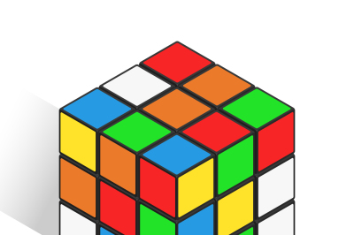 Isometric logic cube similar rubik toy vector icon