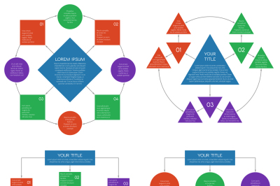 Hierarchy diagrams flowchart vector infographics set