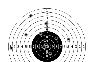 Gun target with bullet holes vector illustration