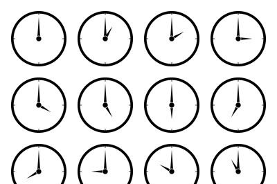 World clock, time zone vector icons