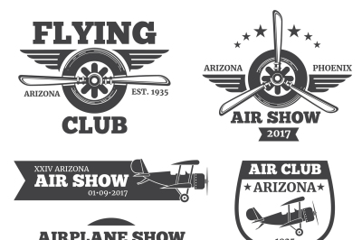 Vector aviation badges&2C; avia club emblems&2C; airplane logos set