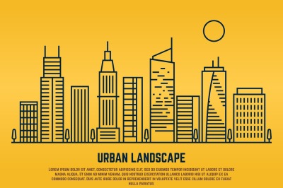 Urban landscape in line vector style