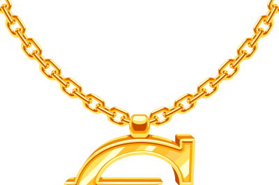 Gold necklace chain with euro symbol vector illustration