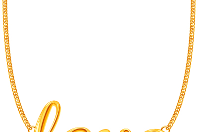 Gold chain necklace with LOVE word pendant vector illustration