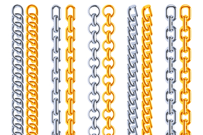 Realistic vector jewelry golden and silver chains