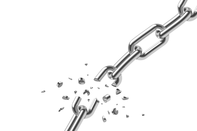 Broken steel chain links freedom vector concept