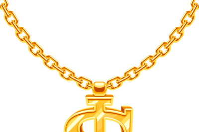 Gold dollar symbol on golden chain vector hip hop rap style necklace
