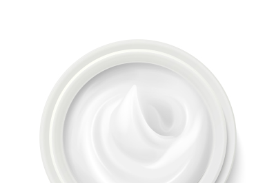 White cream in package container top view vector illustration