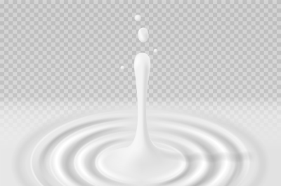 White falling drop with ripple surface vector illustration