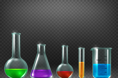 Chemical laboratory with chemicals in test tube equipments vector illu