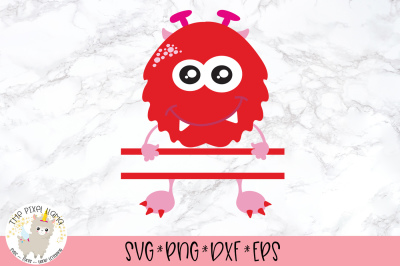 Monster Split Name Monogram Valentine SVG Cut File
