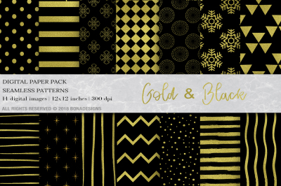 Gold, Black Background Digital Paper