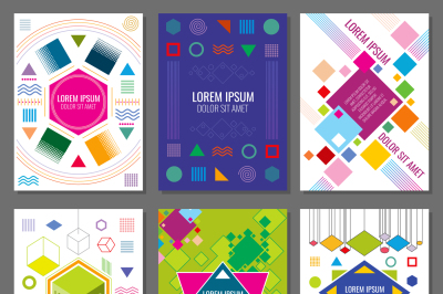 Abstract geometric vector banners, posters, flyers set in bauhaus desi