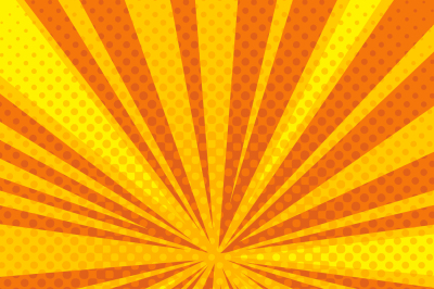 Pop art cartoon retro blast, sunburst vector background with halftone 