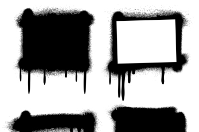 Spray paint graffiti grunge frames, banners vector