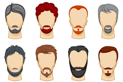 Man cartoon hairstyles vector collection