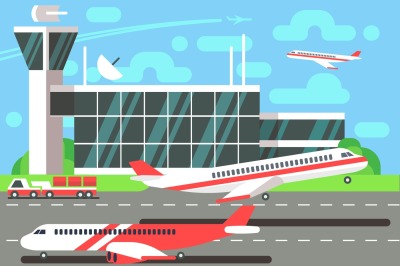 Airport flat vector illustration