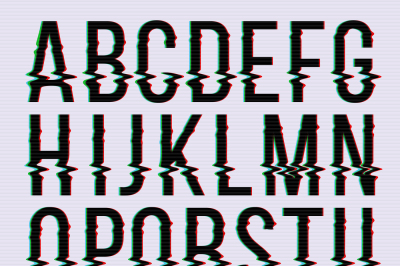 Glitch style, old television screen distortion effect english vector t