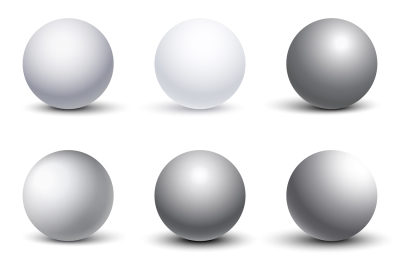White 3D spheres with shadows vector set