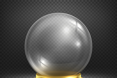 Boule, glass empty magic ball, snow globe vector illustration