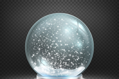 Christmas snow globe isolated on transparent checkered background vect