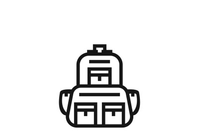 Backpack logo or linear luggage vector icon