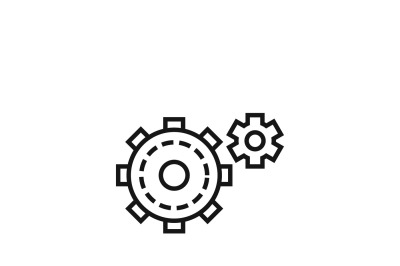 Cogwheels symbol or cog gears line vector icon