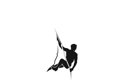 Rock climber logo or mountain climbing adventure silhouette vector ico