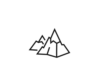 Rock logo or mountain stone linear vector icon